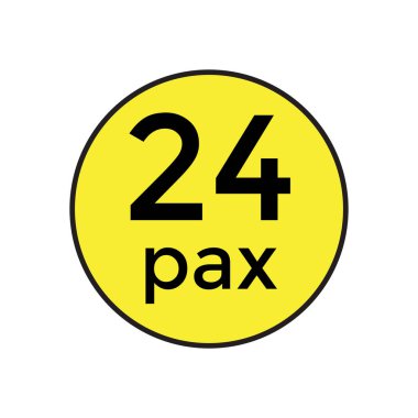 Ticari Araçlar için 24 Pax Etiketi Vektör İllüstrasyon Şablonu. Bu yüksek kaliteli, düzenlenebilir vektör şablonu ticari araçlarda 24 yolcu kapasitesini göstermek üzere tasarlanmıştır. Nakliye operatörleri ve tasarımcılar için mükemmel., 