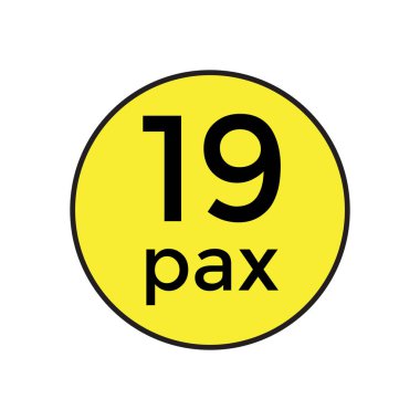 Ticari Araçlar için 18 Pax Etiketi Vektör İllüstrasyon Şablonu. Bu yüksek kaliteli, düzenlenebilir vektör şablonu, 19 yolcu kapasitesini gösteren ticari araçlarda kullanılmak üzere tasarlanmıştır. Nakliye operatörleri ve tasarımcılar için mükemmel.,