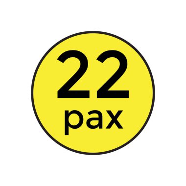 Ticari Araçlar için 22 Pax Etiketi Vektör İllüstrasyon Şablonu. Bu yüksek kaliteli, düzenlenebilir vektör şablonu 22 yolcu kapasitesini gösteren ticari araçlarda kullanılmak üzere tasarlanmıştır. Nakliye operatörleri ve tasarımcılar için mükemmel., 