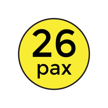 Ticari Araçlar için 26 Pax Etiketi Vektör İllüstrasyon Şablonu. Bu yüksek kalite, düzenlenebilir vektör şablonu 26 yolcu kapasitesini gösteren ticari araçlarda kullanılmak üzere tasarlanmıştır. Nakliye operatörleri ve tasarımcılar için mükemmel., 