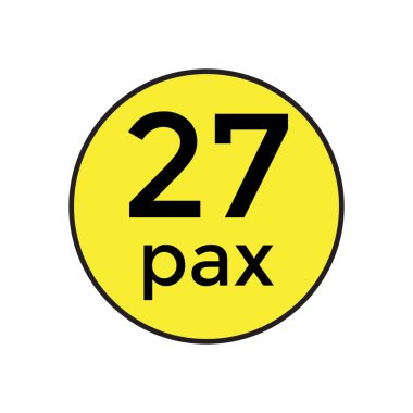 Ticari Araçlar için 27 Pax Etiketi Vektör İllüstrasyon Şablonu. Bu yüksek kaliteli, düzenlenebilir vektör şablonu 27 yolcu kapasitesini gösteren ticari araçlarda kullanılmak üzere tasarlanmıştır. Nakliye operatörleri ve tasarımcılar için mükemmel., 