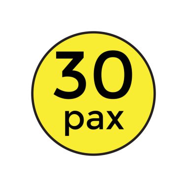 Ticari Araçlar için 30 Pax Etiketi Vektör İllüstrasyon Şablonu. Bu yüksek kalite, düzenlenebilir vektör şablonu 30 yolcu kapasitesini gösteren ticari araçlarda kullanılmak üzere tasarlanmıştır. Nakliye operatörleri ve tasarımcılar için mükemmel., 