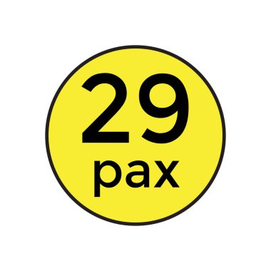 Ticari Araçlar için 29 Pax Etiketi Vektör İllüstrasyon Şablonu. Bu yüksek kaliteli, düzenlenebilir vektör şablonu ticari araçlarda 29 yolcu kapasitesini göstermek için tasarlanmıştır. Nakliye operatörleri ve tasarımcılar için mükemmel., 