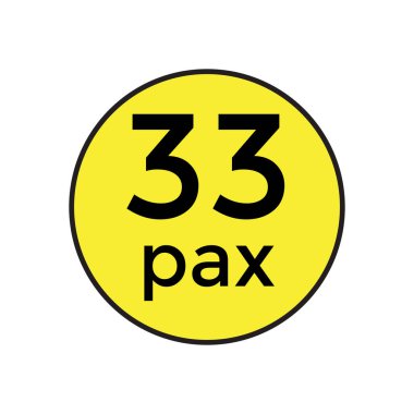 Ticari Araçlar için 33 Pax Etiketi Vektör İllüstrasyon Şablonu. Bu yüksek kalite, düzenlenebilir vektör şablonu 33 yolcu kapasitesini gösteren ticari araçlarda kullanılmak üzere tasarlanmıştır. Nakliye operatörleri ve tasarımcılar için mükemmel., 