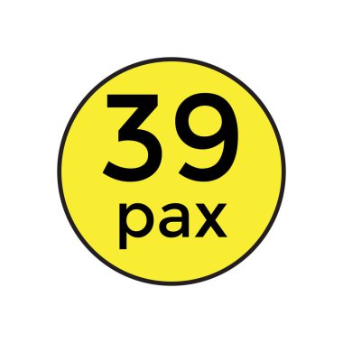 Ticari Araçlar için 39 Pax Etiketi Vektör İllüstrasyon Şablonu. Bu yüksek kaliteli, düzenlenebilir vektör şablonu 39 yolcu kapasitesini gösteren ticari araçlarda kullanılmak üzere tasarlanmıştır. Nakliye operatörleri ve tasarımcılar için mükemmel., 