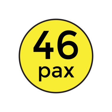 Ticari Araçlar için 46 Pax Etiketi Vektör İllüstrasyon Şablonu. Bu yüksek kalite, düzenlenebilir vektör şablonu 46 yolcu kapasitesini gösteren ticari araçlarda kullanılmak üzere tasarlanmıştır. Nakliye operatörleri ve tasarımcılar için mükemmel., 