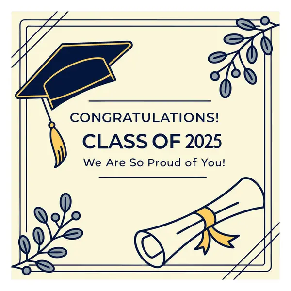 Mezuniyet partileri, törenler ve fotoğraf arkaplanları için mükemmel bir tasarım. Bu tasarım mezunlarınızı onurlandırmak için cesur tipografi ve şenlik unsurları içeriyor. Lise ya da üniversite mezunları için ideal. Tebrikler demenin unutulmaz bir yolu.! 