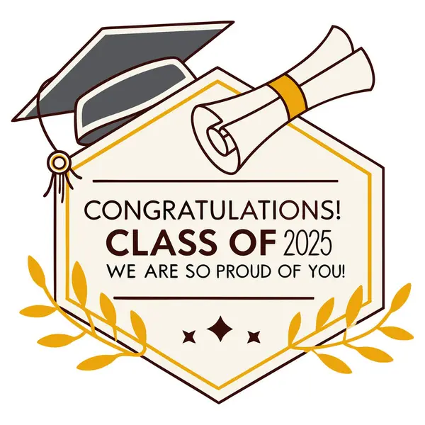 Mezuniyet partileri, törenler ve fotoğraf arkaplanları için mükemmel bir tasarım. Bu tasarım mezunlarınızı onurlandırmak için cesur tipografi ve şenlik unsurları içeriyor. Lise ya da üniversite mezunları için ideal. Tebrikler demenin unutulmaz bir yolu.! 