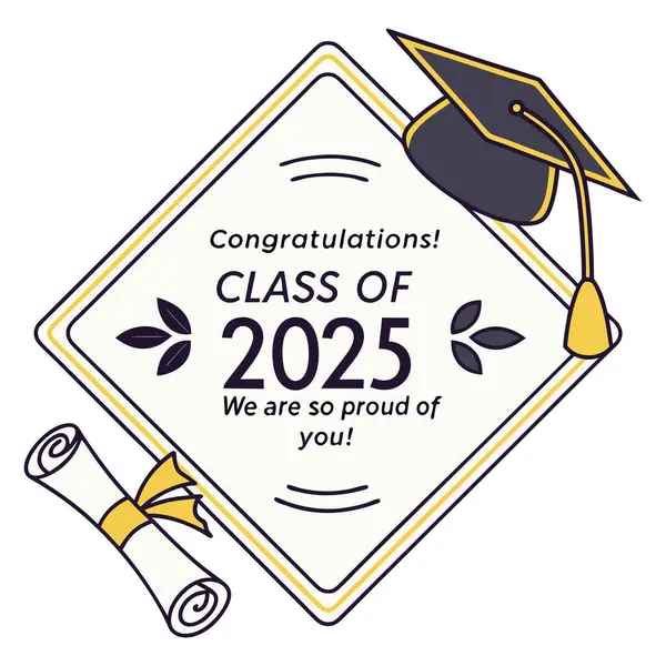 Mezuniyet partileri, törenler ve fotoğraf arkaplanları için mükemmel bir tasarım. Bu tasarım mezunlarınızı onurlandırmak için cesur tipografi ve şenlik unsurları içeriyor. Lise ya da üniversite mezunları için ideal. Tebrikler demenin unutulmaz bir yolu.! 