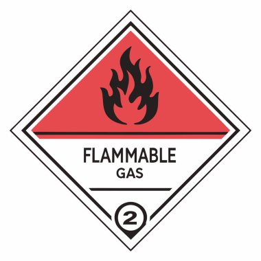A * Sınıf 2 Yanıcı Gaz Şablonu *, Ulaşım ve işyeri güvenlik düzenlemeleri (DOT, GHS, ADR, ADR) tarafından tanımlanan yanıcı gazlar içeren kapları veya paketleri tanımlamak için kullanılan standart bir güvenlik etiketidir.).