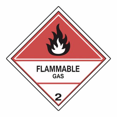A * Sınıf 2 Yanıcı Gaz Şablonu *, Ulaşım ve işyeri güvenlik düzenlemeleri (DOT, GHS, ADR, ADR) tarafından tanımlanan yanıcı gazlar içeren kapları veya paketleri tanımlamak için kullanılan standart bir güvenlik etiketidir.).