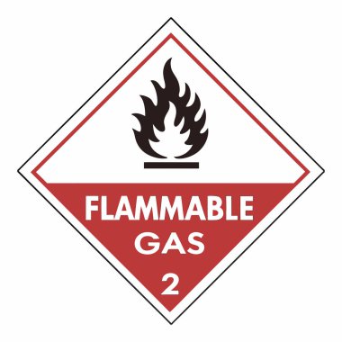 A * Sınıf 2 Yanıcı Gaz Şablonu *, Ulaşım ve işyeri güvenlik düzenlemeleri (DOT, GHS, ADR, ADR) tarafından tanımlanan yanıcı gazlar içeren kapları veya paketleri tanımlamak için kullanılan standart bir güvenlik etiketidir.).