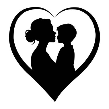 Bu Anne ve Çocuk Aşk Silueti, kalp şeklindeki bir dizaynın içinde, derin sevgi, ilgi ve annelik bağını sembolize eden dokunaklı bir kucaklaşmayı içeriyor. Anneler Günü grafikleri için ideal, aile temalı dekor, ya da duygusal markalaşma, bu vektör 