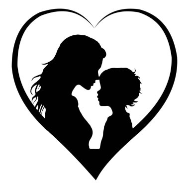 Bu Anne ve Çocuk Aşk Silueti, kalp şeklindeki bir dizaynın içinde, derin sevgi, ilgi ve annelik bağını sembolize eden dokunaklı bir kucaklaşmayı içeriyor. Anneler Günü grafikleri için ideal, aile temalı dekor, ya da duygusal markalaşma, bu vektör 