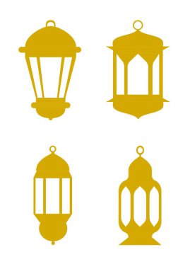 Arap klasik feneri altın rengi vektör, klipart, simge, simge, işaret, sembol, ramazan bayramı temalı illüstrasyon 