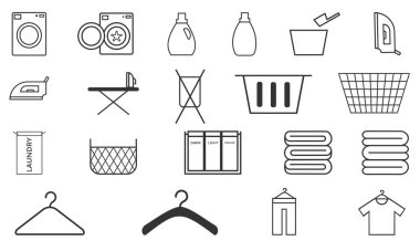 çamaşırhane ekipman simgesi seti, simgeler, işaret, sembol, vektör illüstrasyon ögesi biçimi 