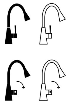 Mutfak musluğu lavabo ikonu vektör illüstrasyon unsuru teçhizat sanat klipsleme ev ile ilgili nesne iç dolgu ve taslağı açık görünüm, yakın görünüm yakın görünüm 