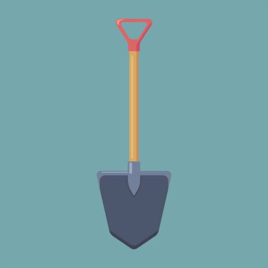 Minimalist and modern illustration of a shovel. Features a triangular handle and a sharp steel blade, perfect for gardening icons, construction, or tool illustrations in graphic design. clipart