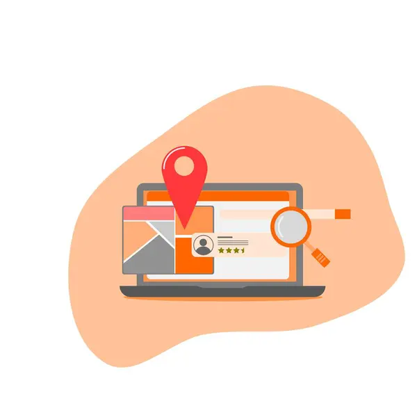 Yerel arama pazarlama konsepti, yerel listeler, yerel iş dünyası SEO. düz vektör illüstrasyonu.