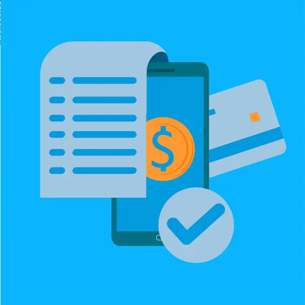 Fatura, fatura, fatura ikonu. Bankamatik kartıyla fatura ödemesi ve çevrimiçi alışveriş için finansal güvenlik ödemesi, ödeme koruma kavramlı kart kullanarak online ödeme. EPS 10