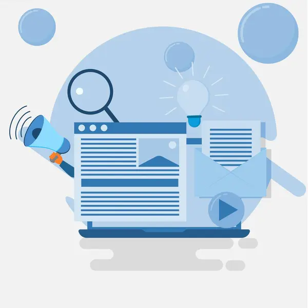 Dijital pazarlama düz vektör çizim.