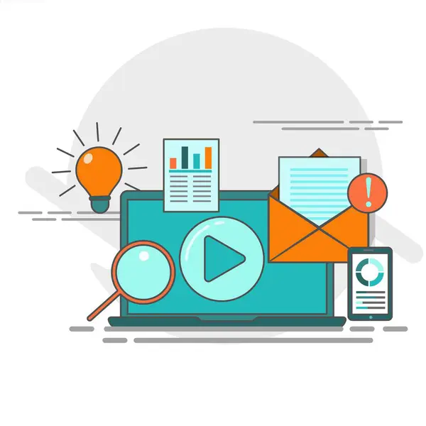 E- posta Pazarlama Kavramları ve Çevrimiçi İş Stratejileri, Reklamcılık, E-posta bültenleri, mesajlaşma, web afişleri, sosyal medya, bilgi grafikleri. EPS 1