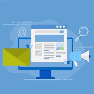 Pazarlama konsepti temel vektör illüstrasyonu, web afişi, mobil uygulama, afiş, iş içeriği stratejisi, web tasarımı, dijital pazarlama çevrimiçi bağlantı konsepti. EPS 3