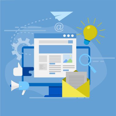 Pazarlama kavramı temel vektör illüstrasyonu, web afişi, mobil uygulama, afiş, iş içeriği stratejisi, web tasarımı, dijital pazarlama çevrimiçi bağlantı kavramı