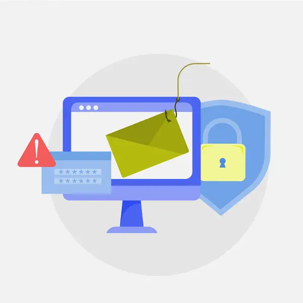 E- posta yoluyla saldırı konsepti. Yazılım sahtekarlığı. Veri hırsızlığı illüstrasyonu EPS 2