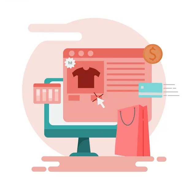 E-ticaret sitesi, e-ticaret satış analizi, afişler, internet ve arka planlar için. Düz stil çizimler. EPS 3