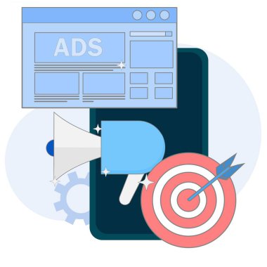 reklam rengi simgesi. Reklam illüstrasyonu hedeflendi. İzole sembol çizimi. EPS 1