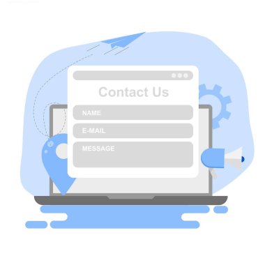 Web afişi, iniş sayfası, iş sunumu, web sitesi afişi, müşteri hizmetleri, müşteriler için şikayet yardımı konsepti ile iletişime geçin. EPS 3