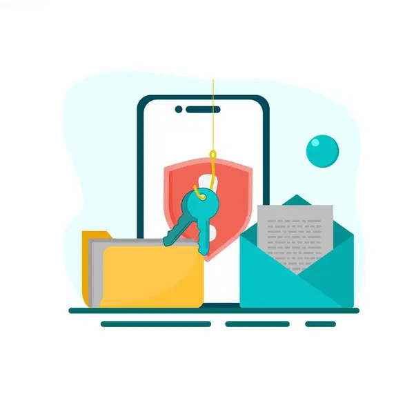 Cihazlardaki veri hırsızlığına karşı tetikte olma kavramı. düz biçim illüstrasyonu.