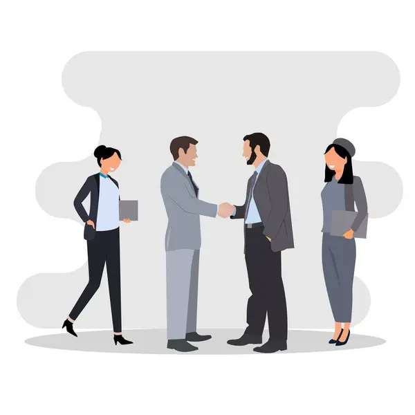 İş toplantısı. İş sözleşmesi konsepti. Çizim düz biçimli.