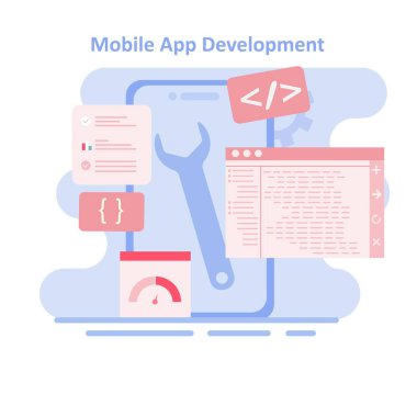 düz dizaynlı mobil uygulama geliştirme simgesi.