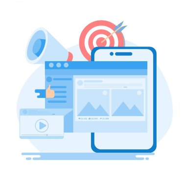 Dijital pazarlama ve reklam konsepti. vektör illüstrasyonu.