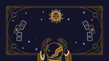 Altın yıldızlı tarot kartları, tarot ve servet. vektör illüstrasyonu.
