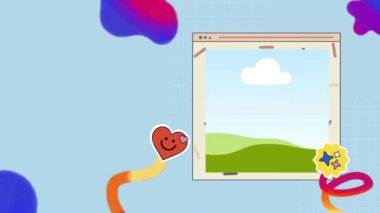 Kalpli ve pencereli mutlu sevgililer günü dijital bileşimi