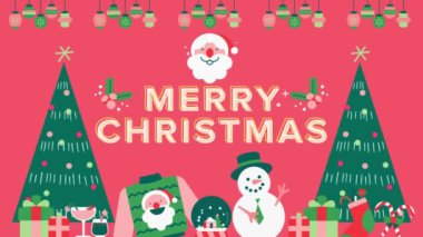 Mutlu noeller ve Noel Baba, Noel ağacı ve hediyeli mutlu yeni yıl afişleri. vektör illüstrasyonu