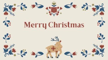 Geyik ve böğürtlenli Noel kartı