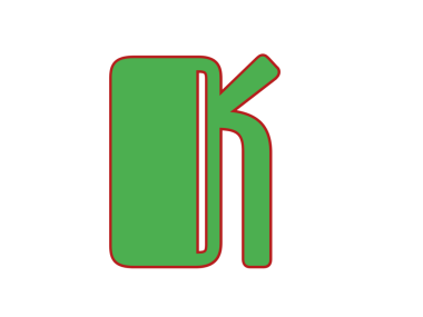 Kırmızı zemin üzerinde yeşil harf k 'nin vektör illüstrasyonu