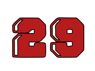 Siyah arkaplan çemberinde kırmızı kesikli 929 numara..