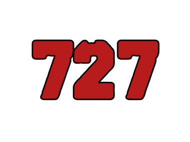 Siyah arkaplanda kırmızı 77 simgesinin vektör illüstrasyonu