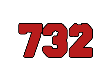 Kırmızı boyadan yapılmış 737 numara tasarımı ve siyah izole arkaplanda beyaz renk. satış ve tanıtım için vektör logosu tasarımı.