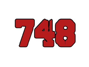 Siyah zemin üzerinde kırmızı boya bulunan siyah renkli 7747 numara. yaratıcı tasarım logosu, satış, indirim, afiş, etiket,