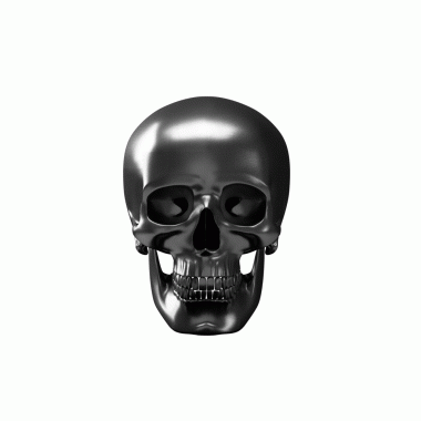 Siyah kafatası, beyaz arka planda siyah gözler.