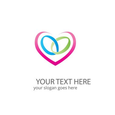 kalp logosu vektör şablonu çizimi