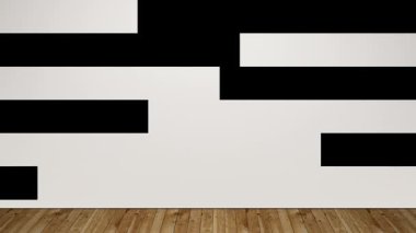 Tahta zemin ve beyaz duvarlı boş beyaz oda, 3 boyutlu illüstrasyon