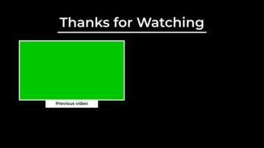 animasyon sonu video şablonu outro kartı, arka plan rengi ve krom tuşlu Komen aboneliği gibi hatırlatıcı izlemek için teşekkürler