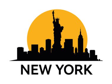 New York şehrinin siluetinin çarpıcı vektör çizimi, ikonik Özgürlük Heykeli, Empire State Binası ve canlı bir günbatımı gradyanı. Seyahat rehberleri, turizm kampanyaları ya da şehir temalı tasarımlar için mükemmel. Önemli noktalar arasında NYC ailesi de yer alıyor